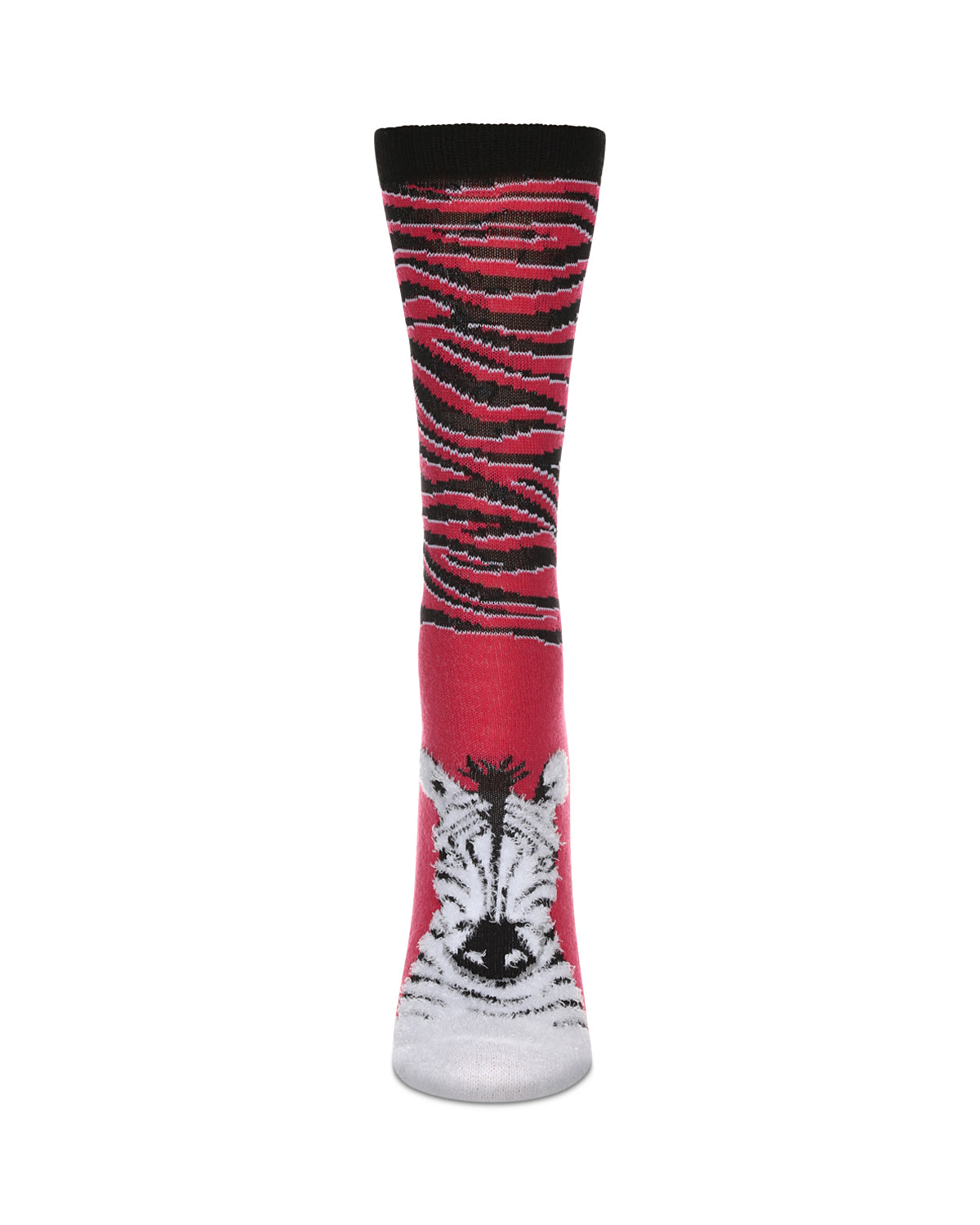 Women's Foot Pet Zebra Crew Socks : Color: Fuchsia