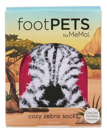 Women's Foot Pet Zebra Crew Socks : Color: Fuchsia