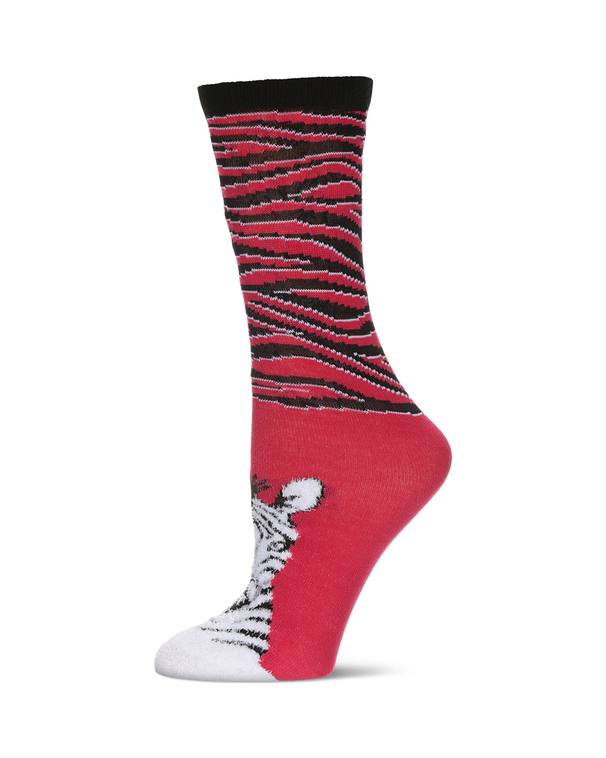 Women's Foot Pet Zebra Crew Socks : Color: Fuchsia
