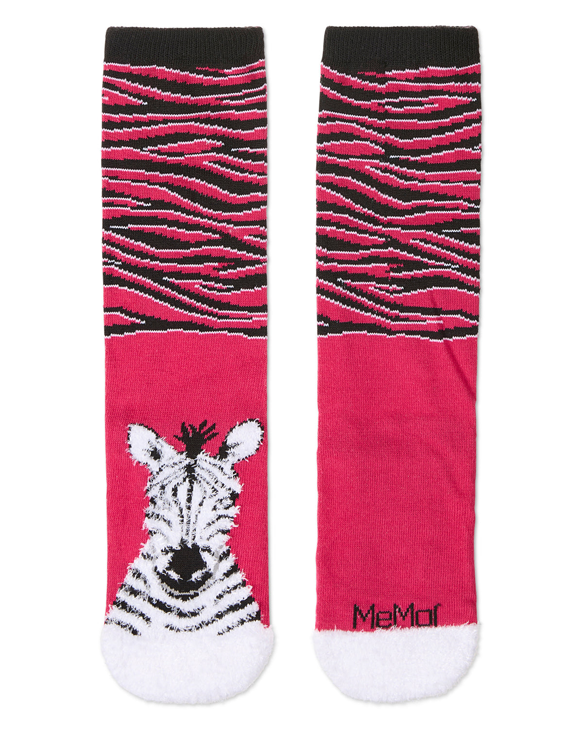 Women's Foot Pet Zebra Crew Socks : Color: Fuchsia