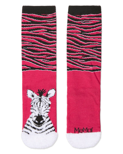 Women's Foot Pet Zebra Crew Socks : Color: Fuchsia