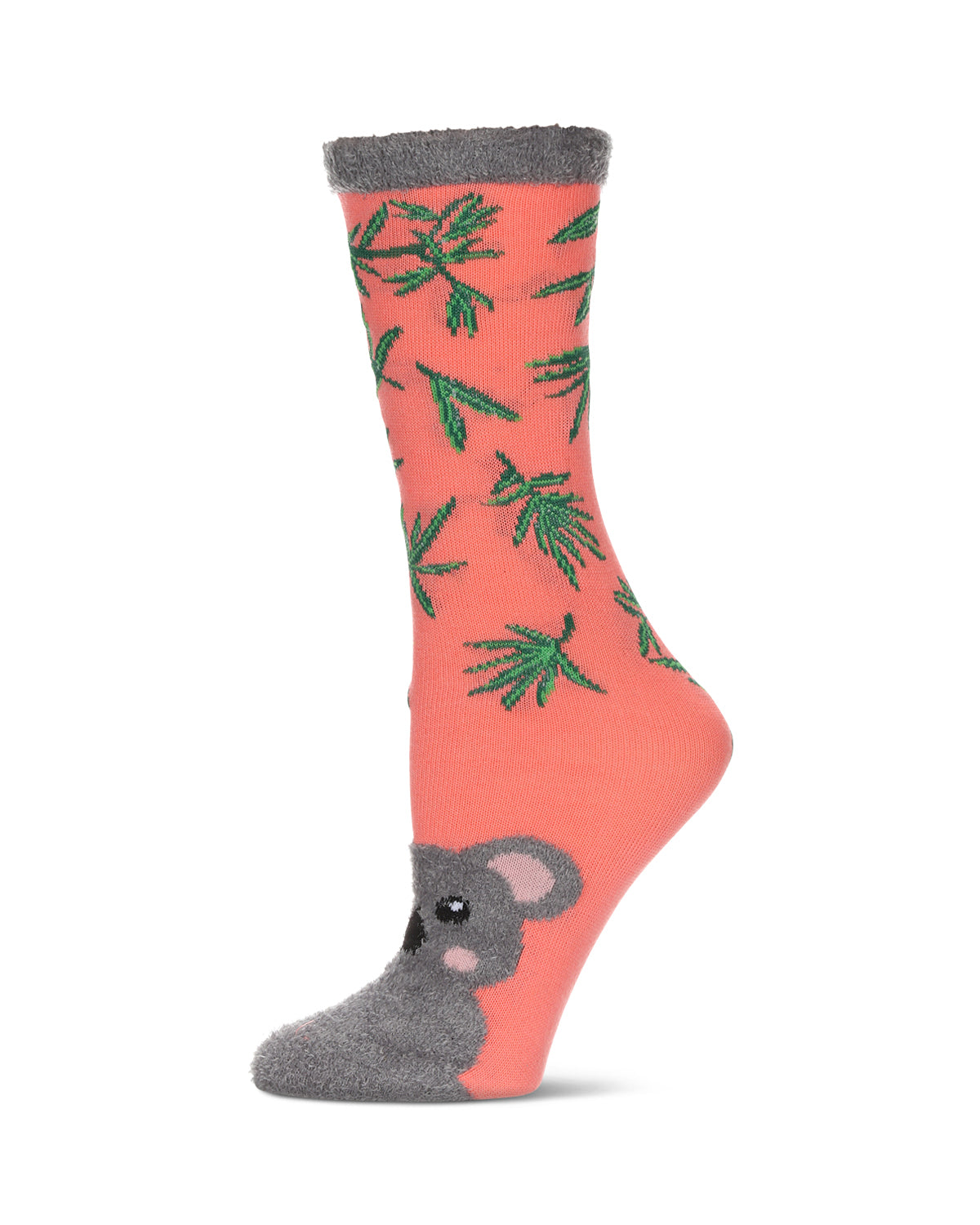 Women's Foot Pet Koala Crew Socks : Color: Coral