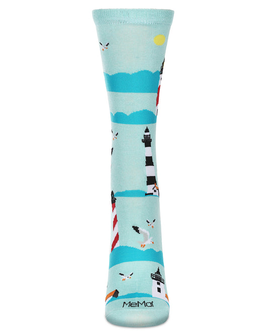 Women's Lighthouse Rayon From Bamboo Crew Socks : Color: Aqua