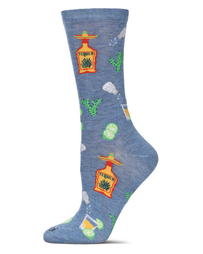 Women's Tequila & Lime Rayon From Bamboo Crew Socks : Color: Denim Heather