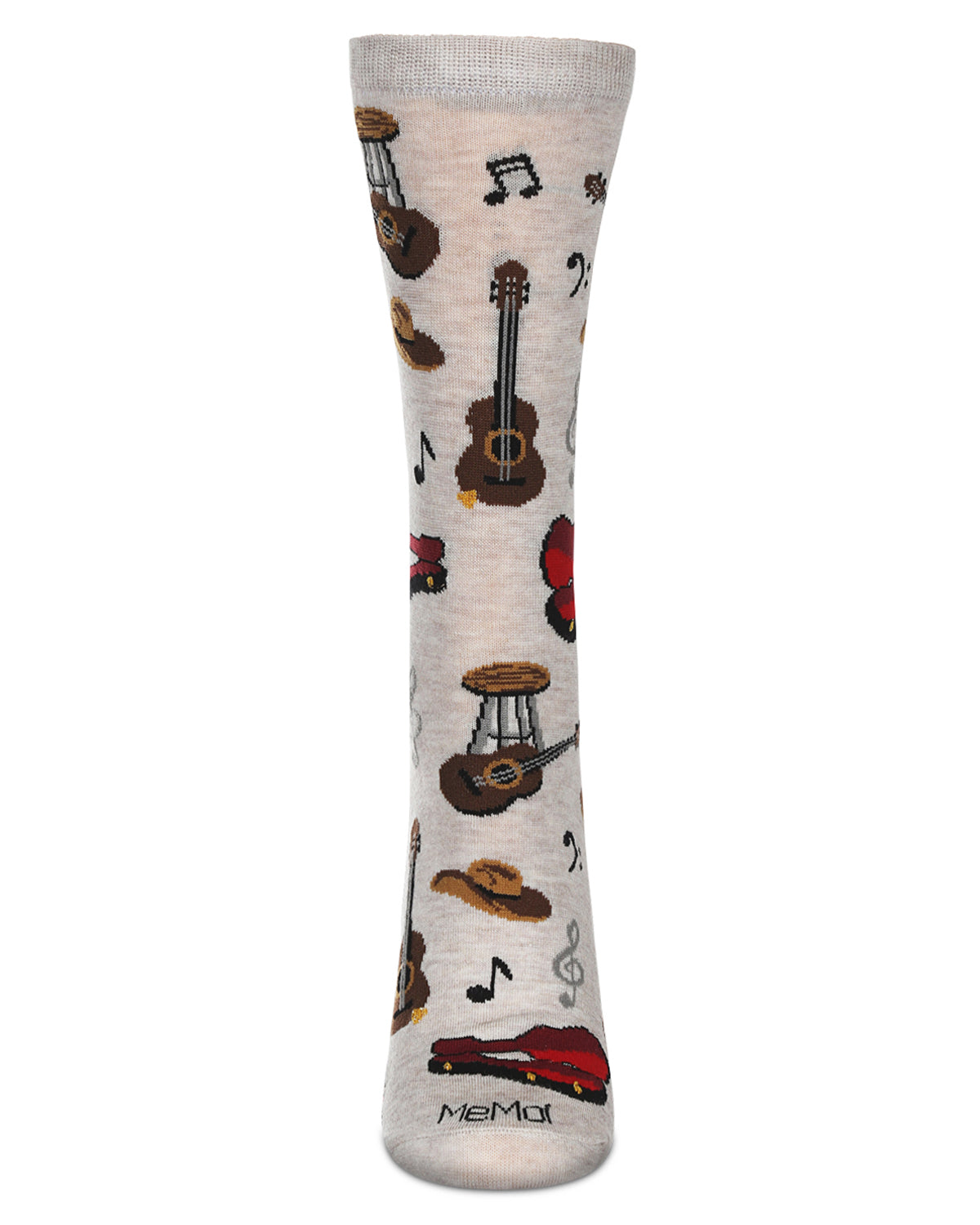 Women's Guitars Bamboo Crew Socks : Color: Ivory Heather