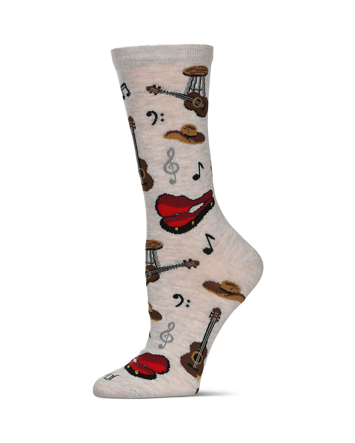 Women's Guitars Bamboo Crew Socks : Color: Ivory Heather