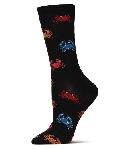 Women's Crabs Rayon From Bamboo Crew Socks : Color: Black