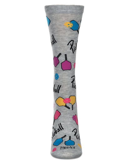 Women's Pickleball Paddle Rayon From Bamboo Crew Socks : Color: Light Gray Heather