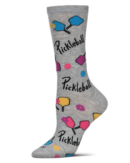 Women's Pickleball Paddle Rayon From Bamboo Crew Socks : Color: Light Gray Heather