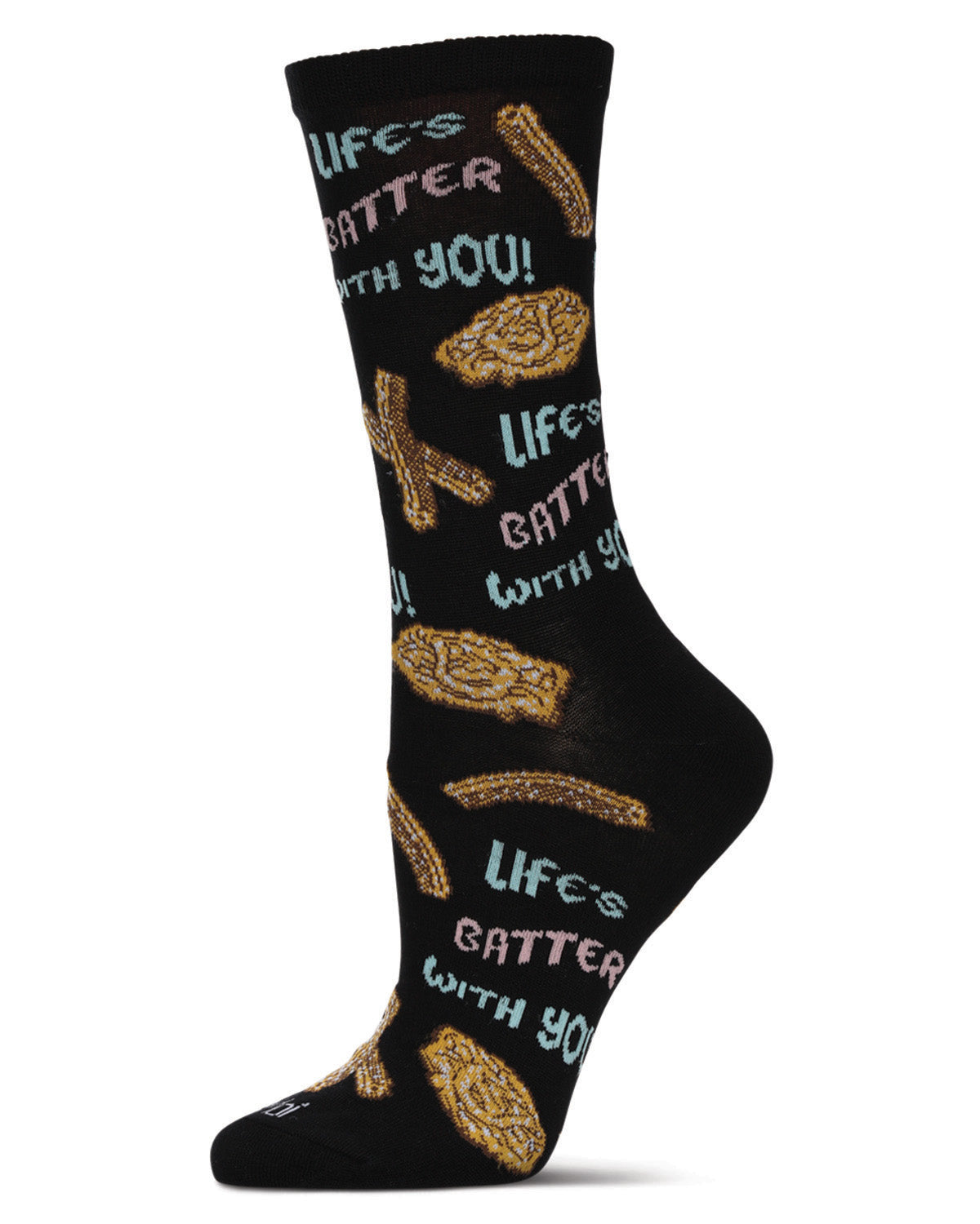 Women's Churros & Funnel Cake Rayon From Bamboo Crew Socks : Color: Black