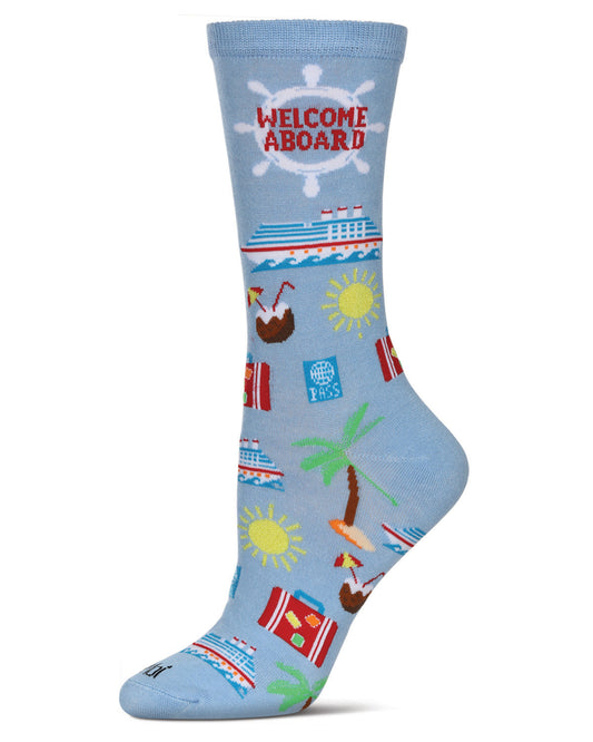 Women's Cruise Ship Rayon From Bamboo Crew Socks : Color: Light Blue