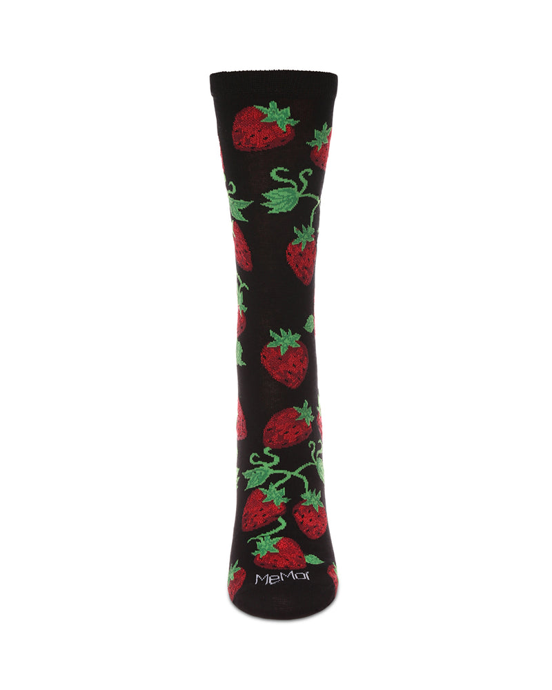 Women's Strawberry Vines Bamboo Crew Socks