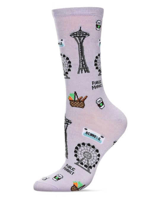Women's Seattle Bamboo Crew Socks : Color: Lavender