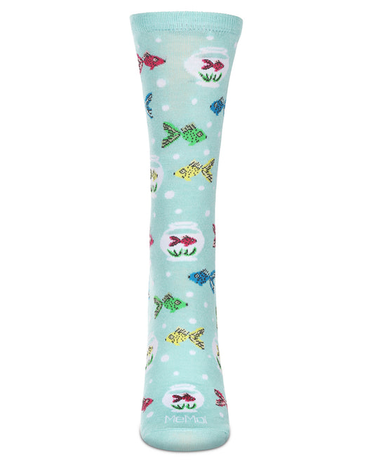 Women's Goldfish Rayon From Bamboo Crew Socks : Color: Aqua