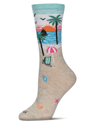 Women's Beach Rayon From Bamboo Crew Socks : Color: Oatmeal Heather