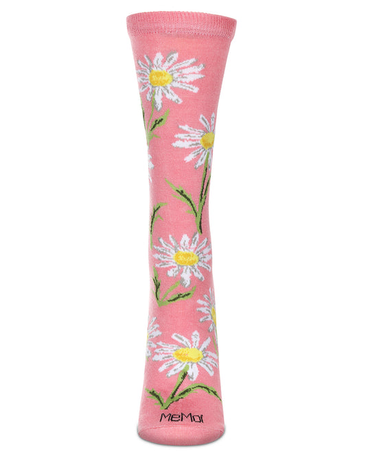 Women's Daisy Bamboo Crew Socks : Color: Salmon Rose