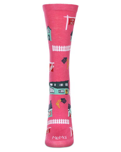 Women's Realtor Bamboo Crew Socks : Color: Hot Pink