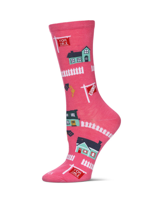 Women's Realtor Bamboo Crew Socks : Color: Hot Pink