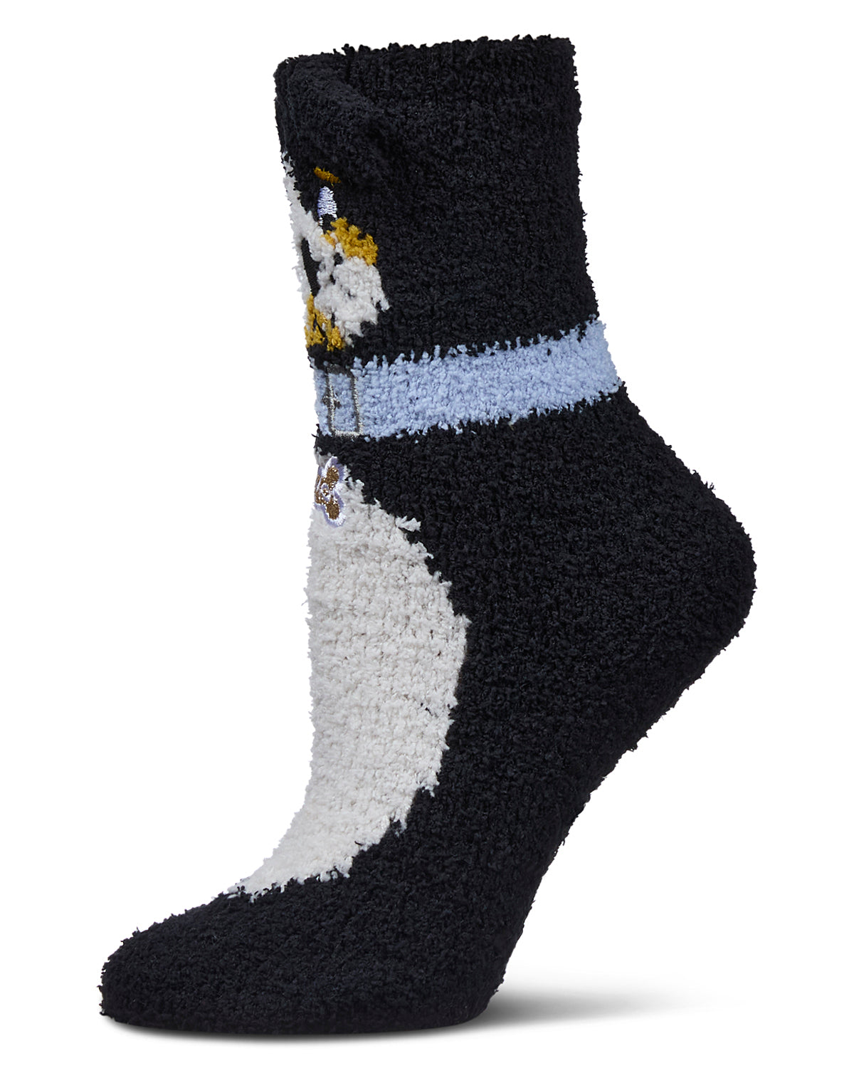 Women's Dog Embellished Plush Crew Socks : Color: Black