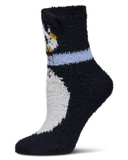 Women's Dog Embellished Plush Crew Socks : Color: Black