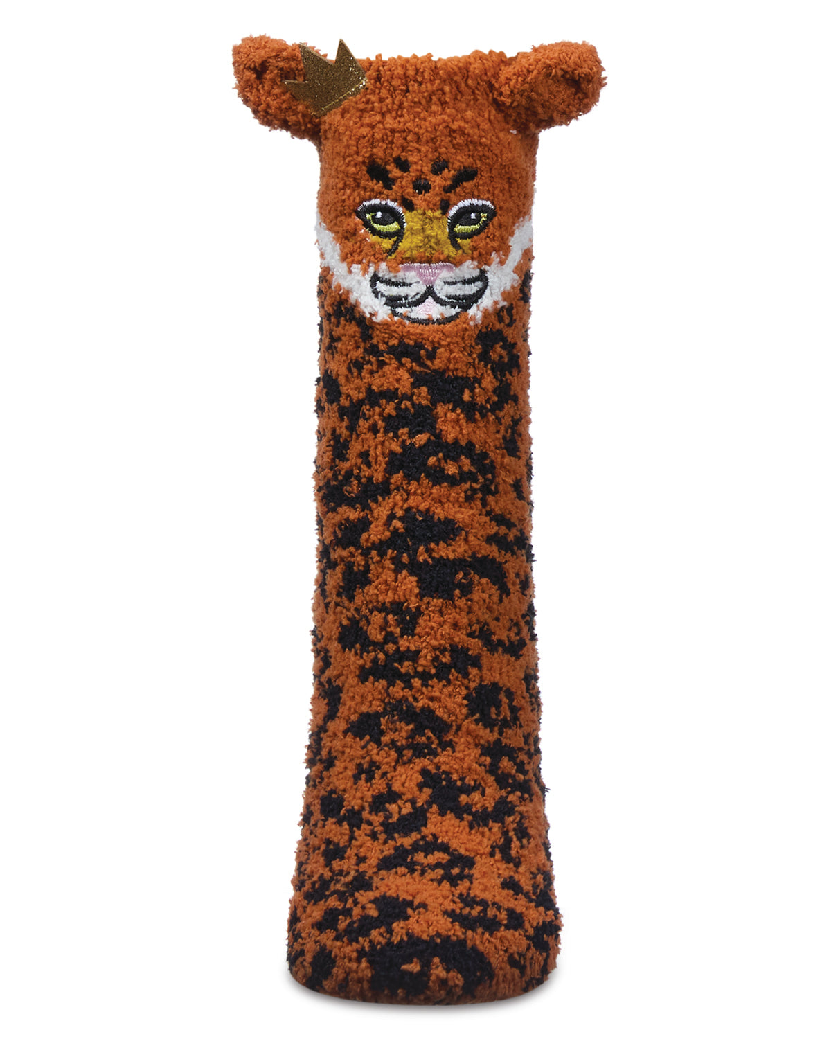 Women's Leopard Embellished Plush Crews : Color: Brown