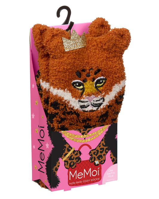 Women's Leopard Embellished Plush Crews : Color: Brown