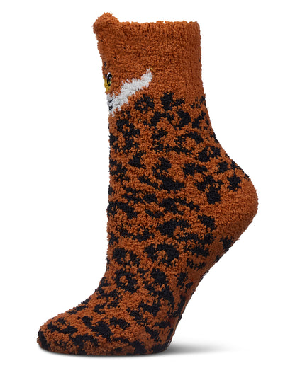 Women's Leopard Embellished Plush Crews : Color: Brown