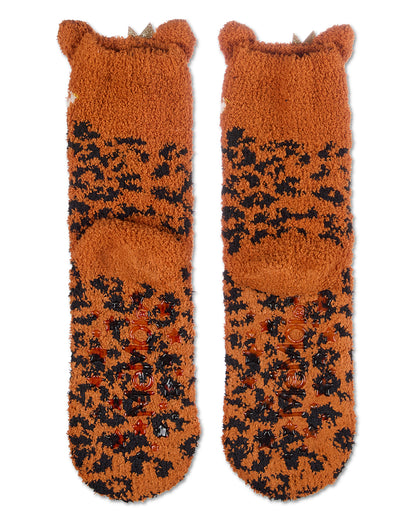 Women's Leopard Embellished Plush Crews : Color: Brown