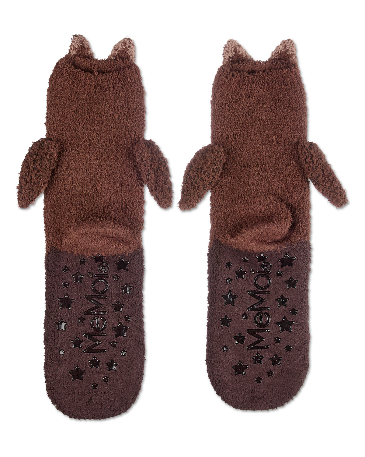 Women's Owl Embellished Plush Crew Socks : Color: Dark Brown