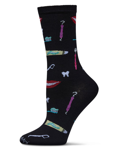 Women's Dentist Rayon From Bamboo Crew Socks : Color: Black