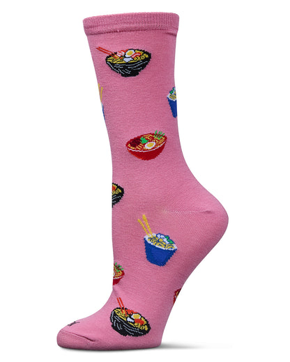 Women's Ramen Rayon From Bamboo Crew Socks : Color: Mauve Glow