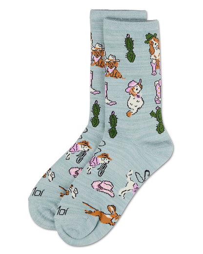 Women's Rodeodogs Rayon From Bamboo Crew Socks : Color: Dusty Teal