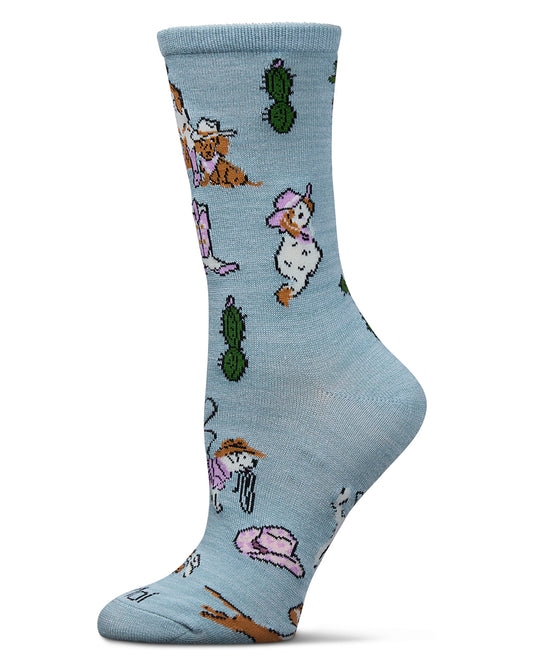 Women's Rodeodogs Rayon From Bamboo Crew Socks : Color: Dusty Teal