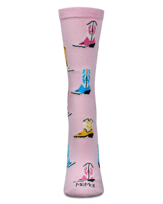 Women's Sassy Boots Rayon From Bamboo Crew Socks : Color: Crystal Rose