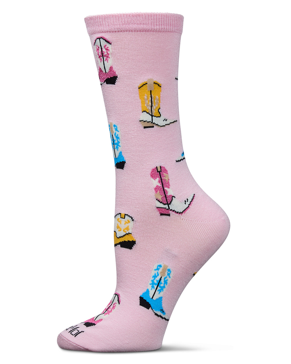 Women's Sassy Boots Rayon From Bamboo Crew Socks : Color: Crystal Rose