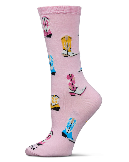Women's Sassy Boots Rayon From Bamboo Crew Socks : Color: Crystal Rose