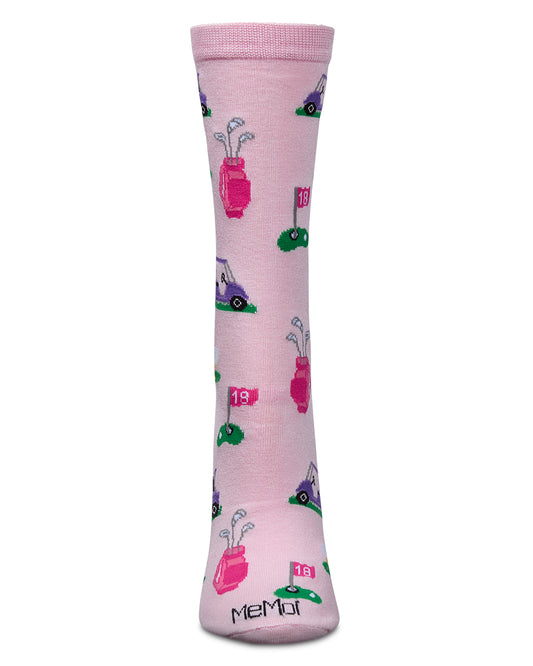 Women's Tee Time Rayon From Bamboo Crew Socks : Color: Crystal Rose
