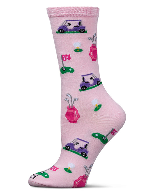 Women's Tee Time Rayon From Bamboo Crew Socks : Color: Crystal Rose
