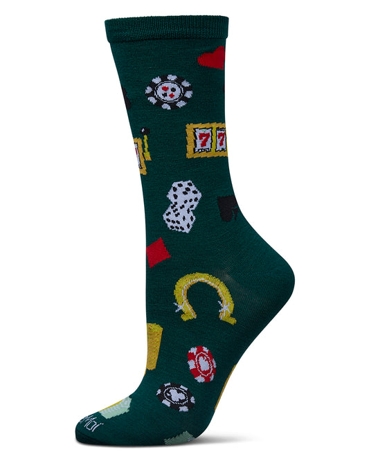 Women's Win Big Rayon From Bamboo Crew Socks : Color: Rain Forest