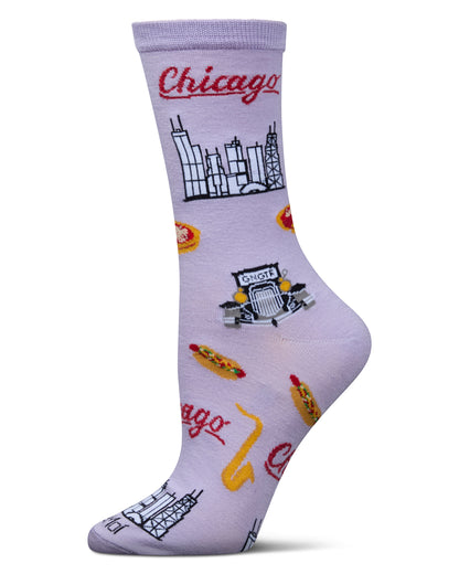 Women's Chicago Rayon From Bamboo Crew Socks : Color: Lavender