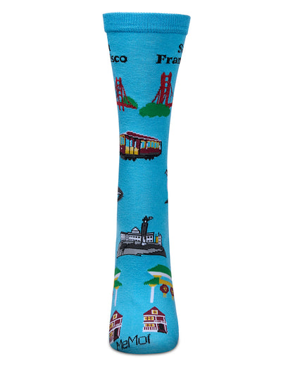 Women's San Francisco Rayon From Bamboo Crew Socks : Color: Blue Grotto