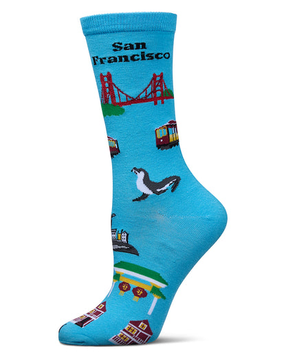 Women's San Francisco Rayon From Bamboo Crew Socks : Color: Blue Grotto