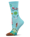 Women's New Jersey Rayon From Bamboo Crew Socks : Color: Aqua