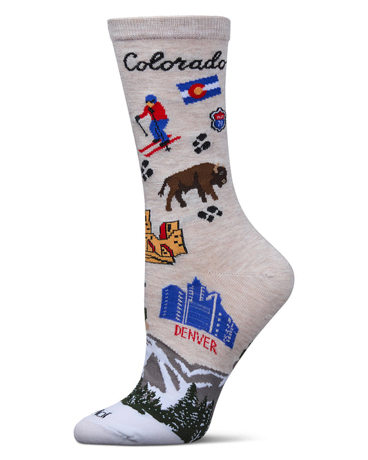 Women's Colorado Rayon From Bamboo Crew Socks : Color: Ivory Heather