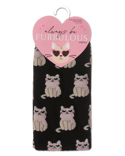 Always Be Furbulous Crew Socks : Color: Black