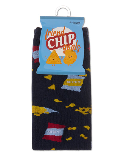 Friend Chip Goals Crew Socks : Color: Navy