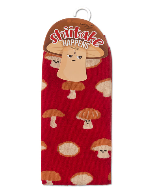 Shiitake Happens Crew Socks : Color: Red