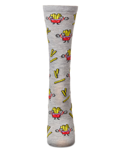 Exercise Nope Extra Fries Crew Socks : Color: Med Gray Heather