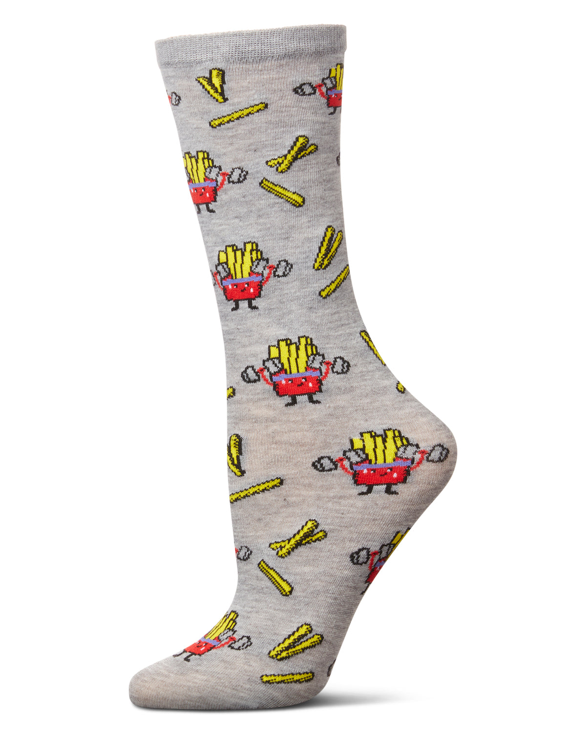 Exercise Nope Extra Fries Crew Socks : Color: Med Gray Heather