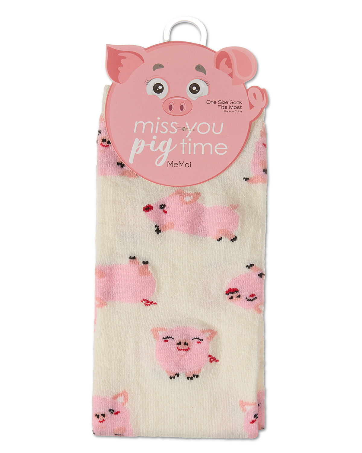 Miss You Pig Time Crew Socks : Color: Ivory